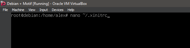 Running 'nano ~/.xinitrc'